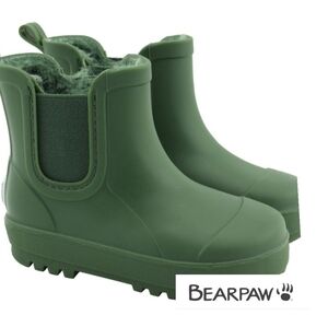 Bearpaws Green Chelsea Rain Boots with Faux-Fur Lining